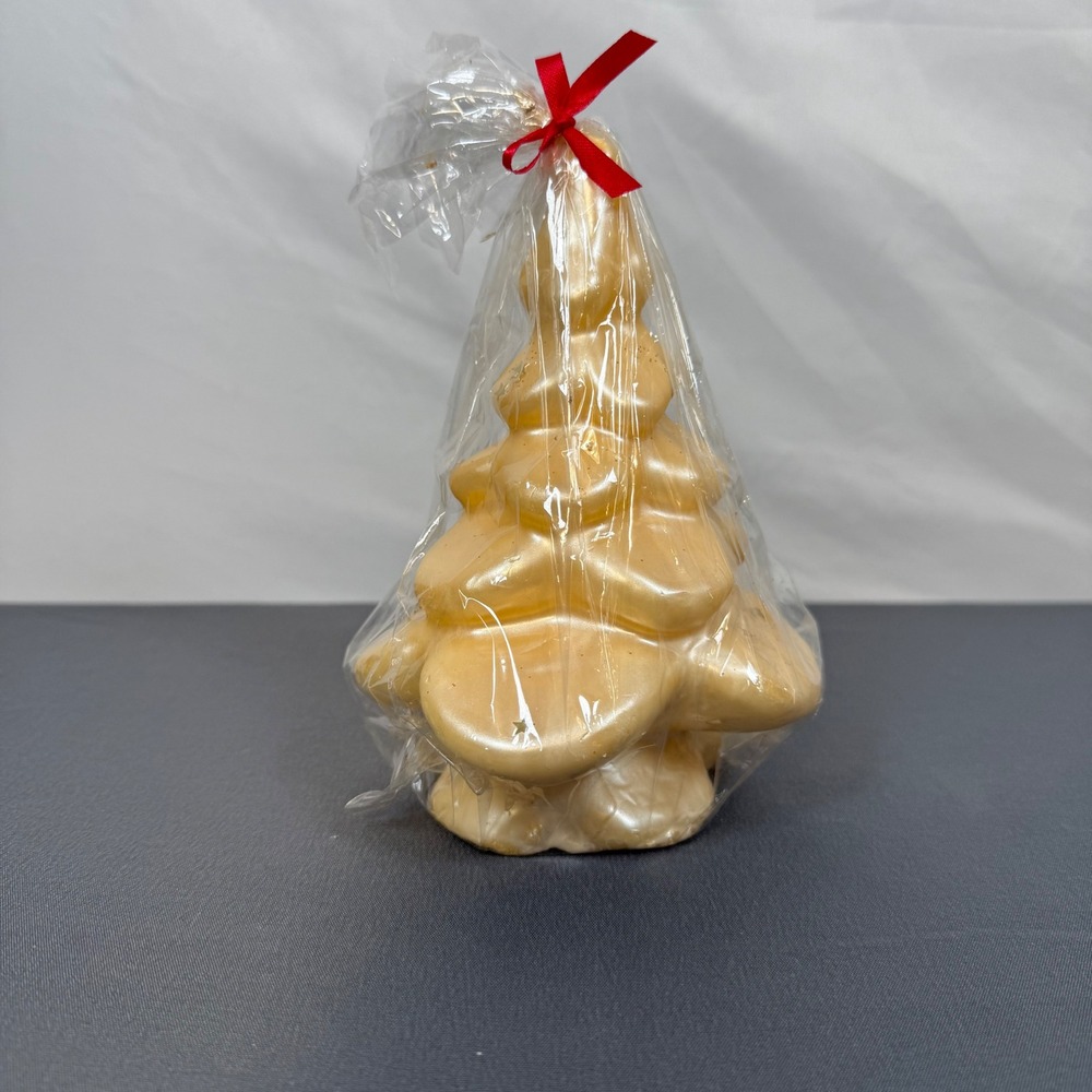 Kmart Christmas Tree Beeswax Candle Gold‎ Sparkle Holiday Home Decor NOS